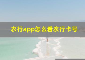 农行app怎么看农行卡号