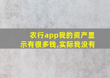 农行app我的资产显示有很多钱,实际我没有