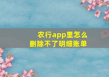 农行app里怎么删除不了明细账单