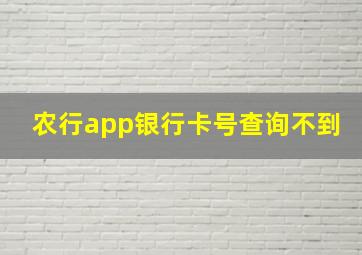 农行app银行卡号查询不到