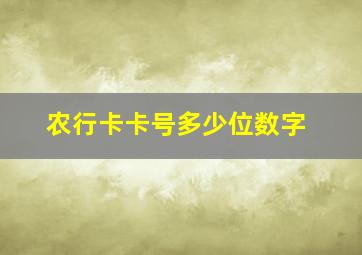 农行卡卡号多少位数字