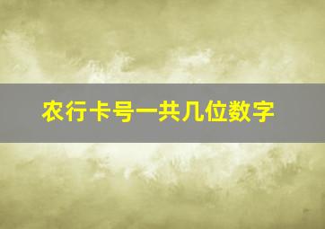 农行卡号一共几位数字