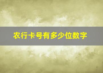 农行卡号有多少位数字