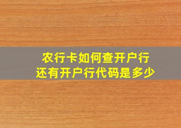 农行卡如何查开户行还有开户行代码是多少