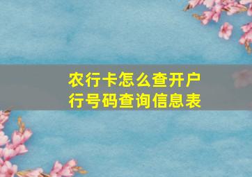 农行卡怎么查开户行号码查询信息表