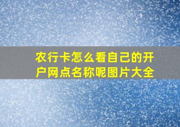 农行卡怎么看自己的开户网点名称呢图片大全