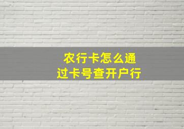 农行卡怎么通过卡号查开户行