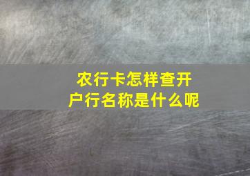 农行卡怎样查开户行名称是什么呢