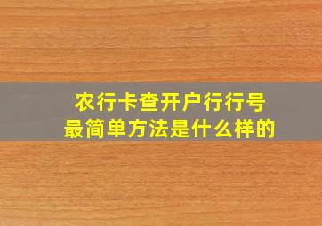 农行卡查开户行行号最简单方法是什么样的