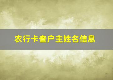 农行卡查户主姓名信息