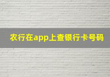 农行在app上查银行卡号码