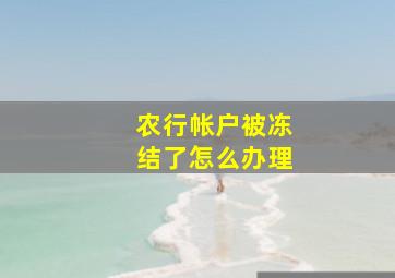 农行帐户被冻结了怎么办理