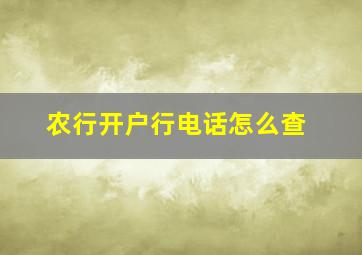 农行开户行电话怎么查