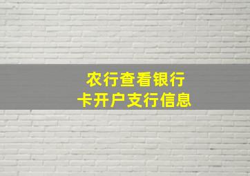 农行查看银行卡开户支行信息