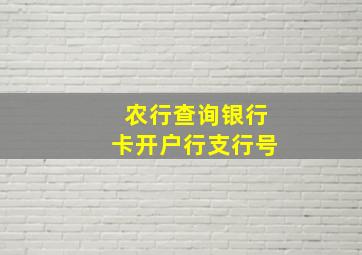 农行查询银行卡开户行支行号