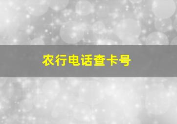 农行电话查卡号