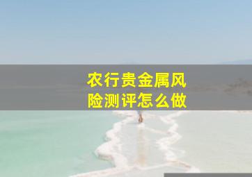 农行贵金属风险测评怎么做