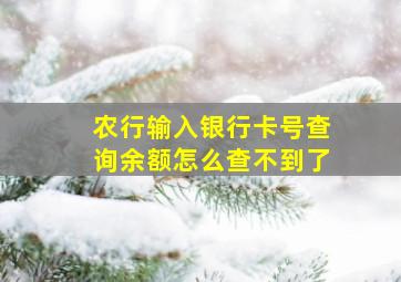 农行输入银行卡号查询余额怎么查不到了