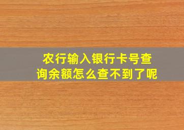 农行输入银行卡号查询余额怎么查不到了呢