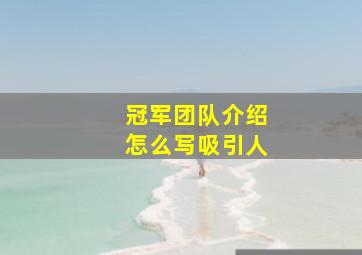 冠军团队介绍怎么写吸引人