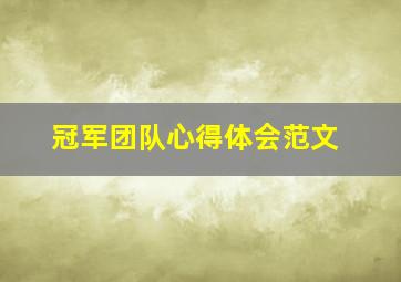 冠军团队心得体会范文