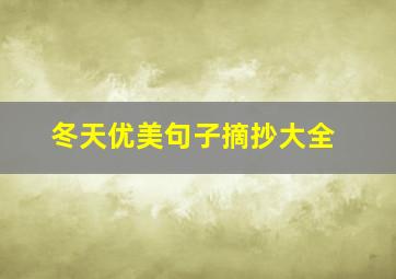 冬天优美句子摘抄大全