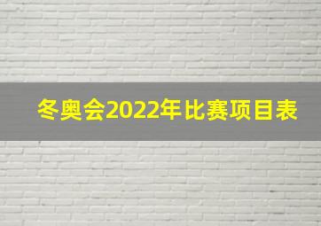 冬奥会2022年比赛项目表