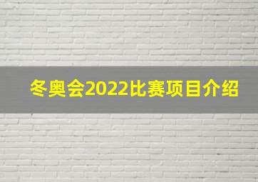 冬奥会2022比赛项目介绍