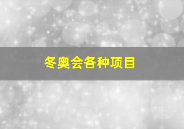 冬奥会各种项目