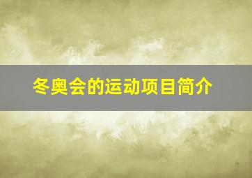 冬奥会的运动项目简介