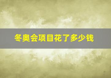 冬奥会项目花了多少钱