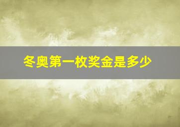 冬奥第一枚奖金是多少