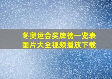 冬奥运会奖牌榜一览表图片大全视频播放下载