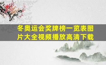 冬奥运会奖牌榜一览表图片大全视频播放高清下载