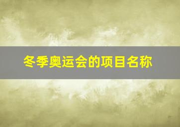 冬季奥运会的项目名称