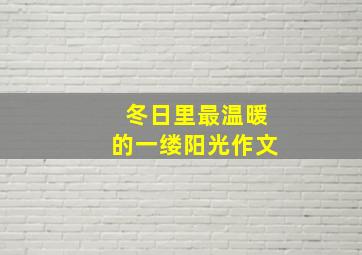 冬日里最温暖的一缕阳光作文