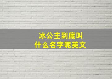 冰公主到底叫什么名字呢英文