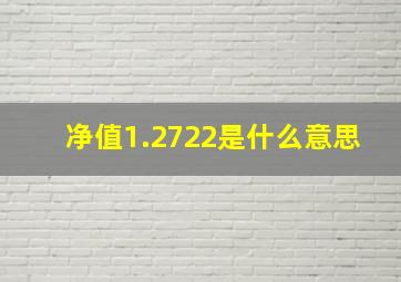 净值1.2722是什么意思