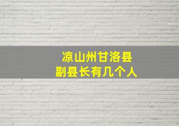 凉山州甘洛县副县长有几个人