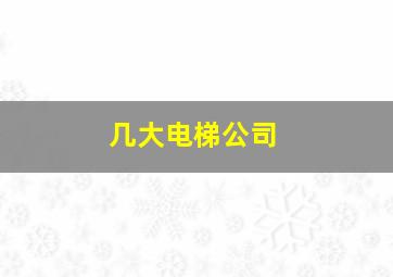 几大电梯公司