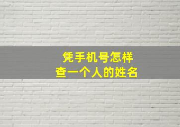 凭手机号怎样查一个人的姓名