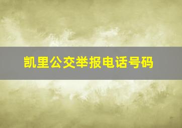 凯里公交举报电话号码