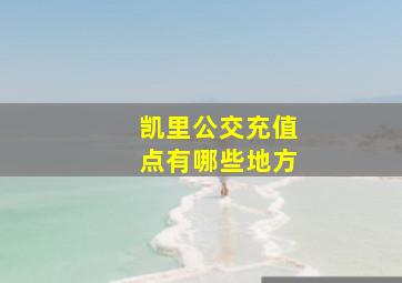 凯里公交充值点有哪些地方