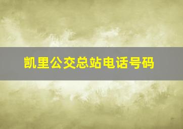 凯里公交总站电话号码