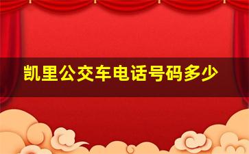 凯里公交车电话号码多少