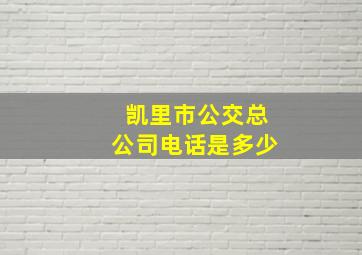 凯里市公交总公司电话是多少