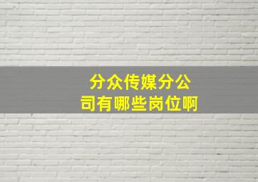 分众传媒分公司有哪些岗位啊