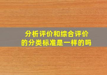 分析评价和综合评价的分类标准是一样的吗