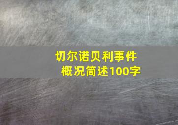 切尔诺贝利事件概况简述100字