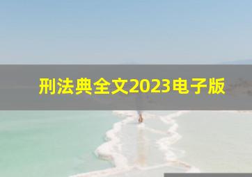 刑法典全文2023电子版